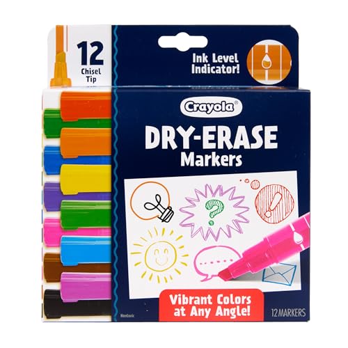 Crayola Take Note Dry Erase Markers for School (12ct) Teacher Supplies, Chisel Tip Whiteboard Markers, Essential Classroom Must Haves, Low Odor