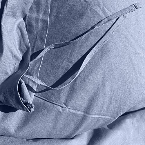 Image of SleepyCat Duvet Cover, 100% Cotton 200TC Percale Combed Yarn, with Corner Ties & Coconut Button Closure, Oeko-TEX & AZO Free, (Single Size, 90x100 inches) Twilight Blue