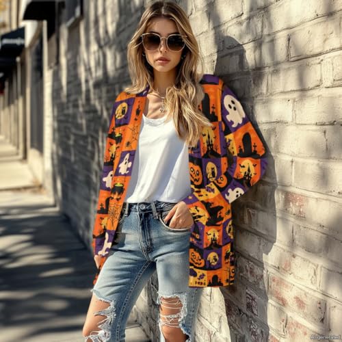 Image of Forchrinse Red Ladybug Cardigan for Women Causal Long Sleeve Open Front Cardigans Sweater Fashion 2024 Fall Coat with Pockets