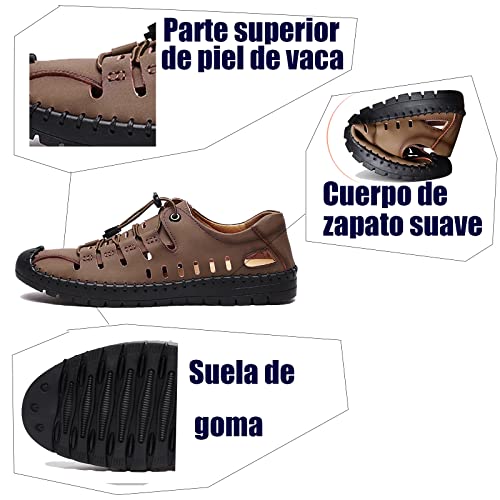 Casual Men's Closed Toe Business Sandals, Lace Up Handmade Hiking Sandals, Fashion Hollow Out Backpacking Beach Shoes4