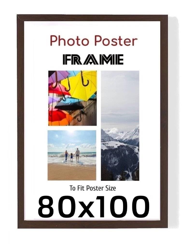 Mahogany 80 x 100 cm Poster Frames - 31x40 Inch Frame- Large MDF Wooden Frames - Both Ways Wall Hanging Wall Gallery Living Room Poster Picture Frame With Styrene Shatterproof Perspex Sheets