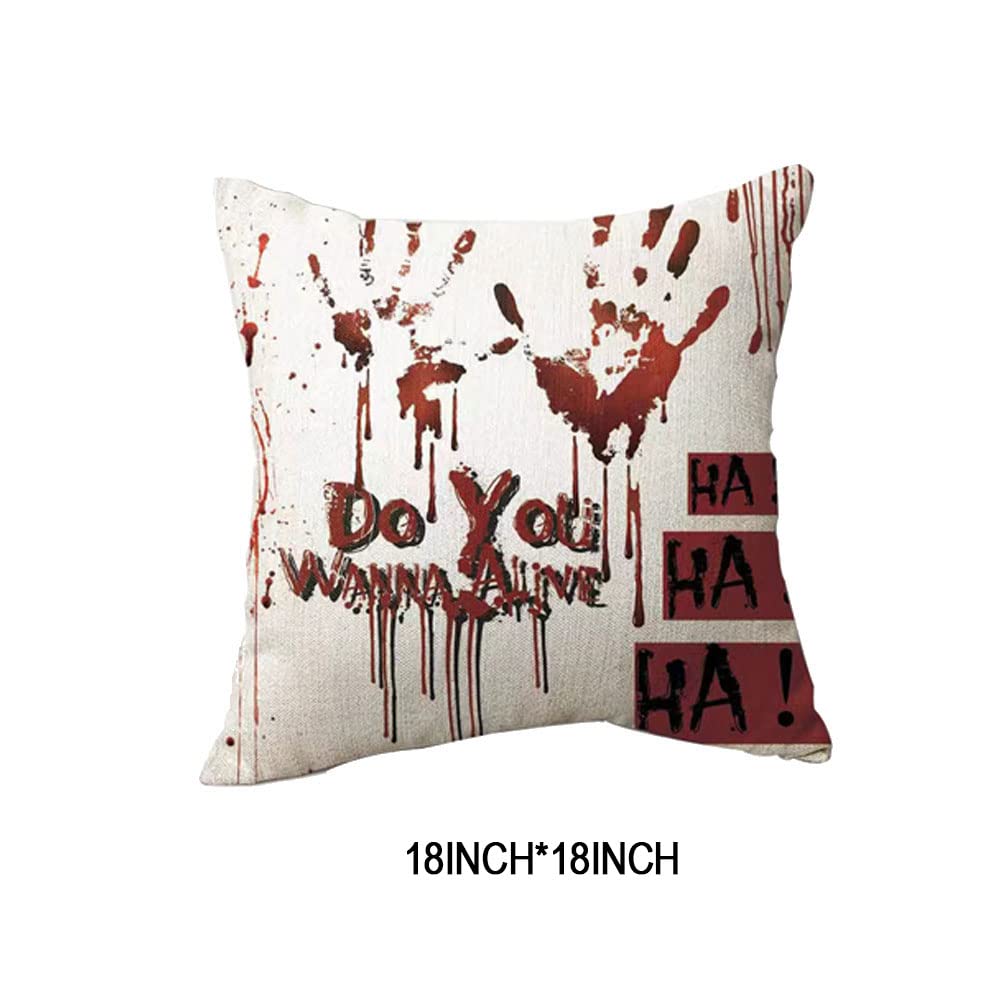4 pezzi Horror Classic Movie Characters federe per cuscini 18x18 pollici federe per Halloween fodere per cuscini quadrati decorativi in lino  15