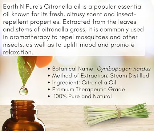 Image of Earth N Pure Lemongrass & Citronella Essential Oils | Pack of 2 (15 ml each) | 100% Pure, Undiluted, Natural and Therapeutic Grade - Perfect for Aromatherapy, Skin Therapy & More