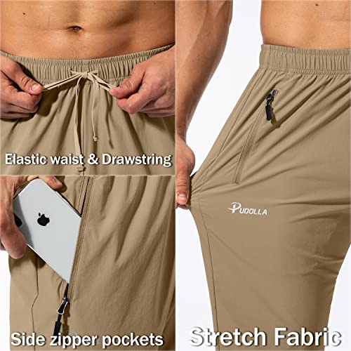 Image of Pudolla Men's Workout Athletic Pants Elastic Waist Jogging Running Pants for Men with Zipper Pockets