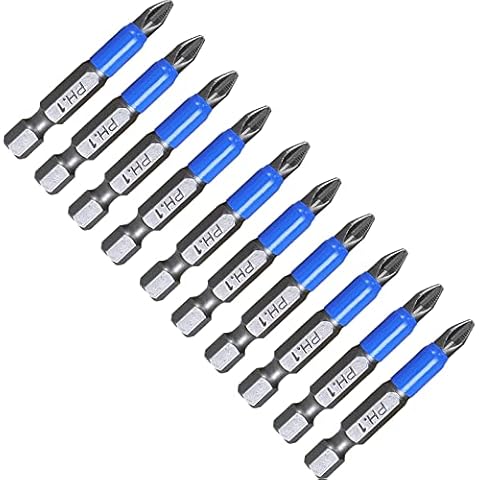 Piutouyar 10Pcs Magnetic Anti-Slip Drill Bit 2 Inch, PH1 Phillips Screwdriver Bits Set 1/4" Hex Shank (PH1 x 50MM) Cover
