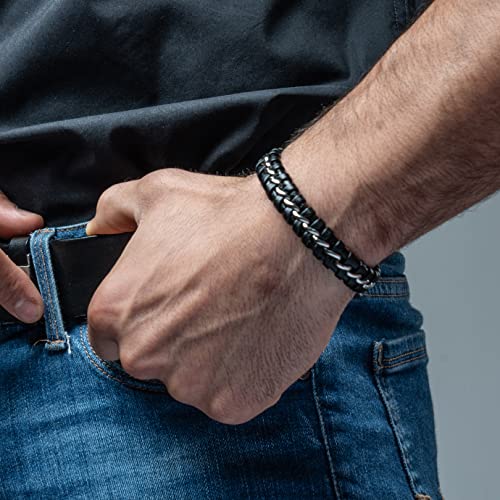 Image of SERASAR Premium Leather Bracelet Men | Stainless Steel Magnetic Clasp | Three Colors | Jewelry Box Included
