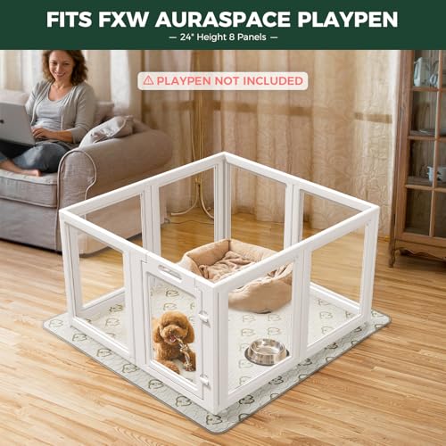 Image of FXW Washable Pee Pads for Dogs, Puppy Pads with Super Absorbent, Specifically Designed for FXW AuraSpace Acrylic 24inch 8 Panels Dog Playpen, 49 inch Square, Boho Beige, 2 Pack