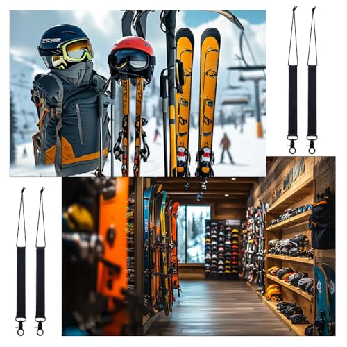 Hobbspring 6 Stück Nylon Legierung Ski Board Gurt Schwarz Snowboard Bindungs Gurte Snowboarding Kurze Leine Schnur Mit Schlüsselring Snowboard Leine Schnur Für Männer & Frauen