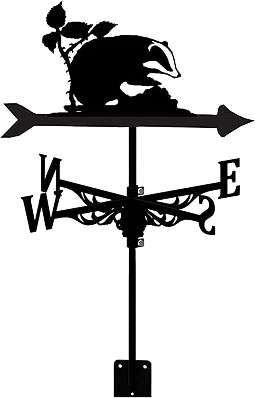 Weathervane Borsuk Wiatrowskaz z zamontowanym na dachu Wskaźnik kierunku wiatru Ogród Metalowy wiatrowskaz Narzędzie pomiarowe Dekoracje na dach zewnętrzny Farm Yard-B (A)