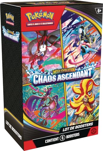 Pokémon : Lot de boosters Méga-Évolution – Chaos Ascendant (6 boosters)
