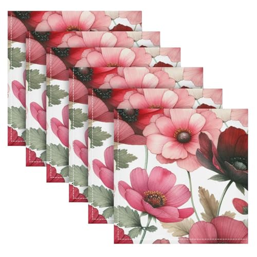 Servilletas de Tela Set de 6 Flores Rosa 20x20 in miniatura 2