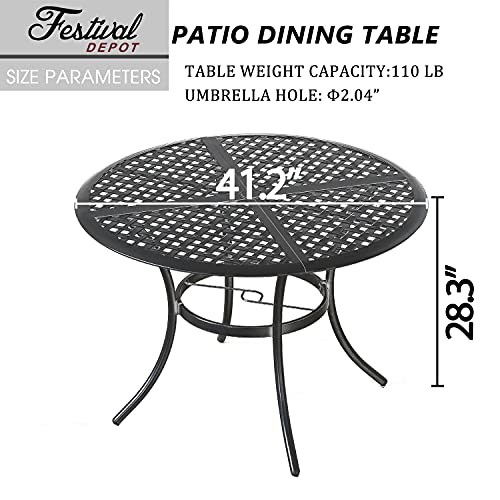 Festival-Depot-421-Patio-Dining-Metal-Round-Table-with-204-Umbrella-Hole-Mesh-Top-Outdoor-Furniture-for-Deck-Garden-Porch-Black-PF19220 Festival Depot 421 Patio Dining Metal Round Table with 204 Umbrella Hole Mesh Top Outdoor Furniture for Deck Garden Porch Black PF19220