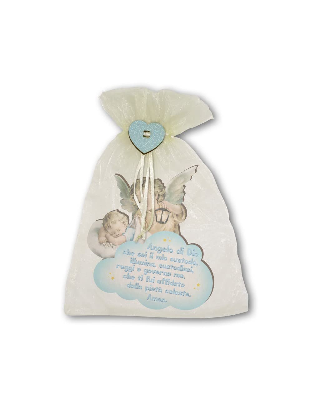 Fratelli Bonella | Quadro religioso in legno dell'Angelo con lanterna per Bambino con preghiera Angelo di Dio, 11x14 cm, Made in Italy