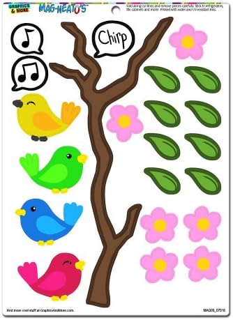 Birds on a Branch Novelty Gift Locker Refrigerator Locker Vinyl Magnet Set