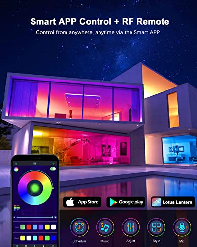 Outdoor Led Light Strips Waterproof, 100Ft (6 Rolls Of 16.4Ft) Ultra Long Ip65 Led Strip Lights With App Remote Controller, 5050 Rgb Music Sync Color Changing Led Lights For Bedroom, Outdoor Decor #TOP2