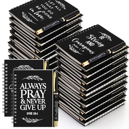 Stylo bille Bible et carnet à spirale pour journal de prière en lot de 200 pièces