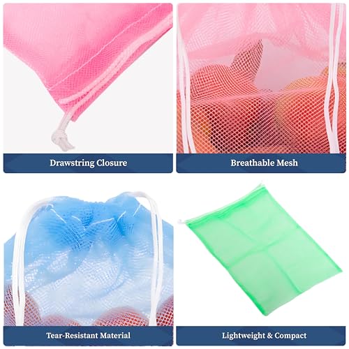 Bolsas de almacenamiento reutilizables de malla lavables para guardar verduras, 12 pack 7