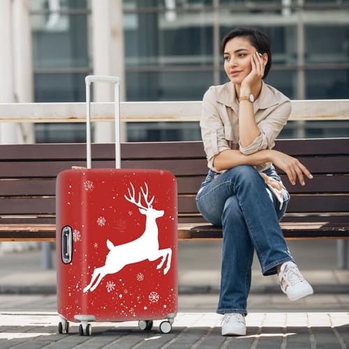 Image of Luggage Cover Suitcase Protector - Christmas & Cute Animal Travel Sleeve, Stretchable Waterproof Baggage Cover,M