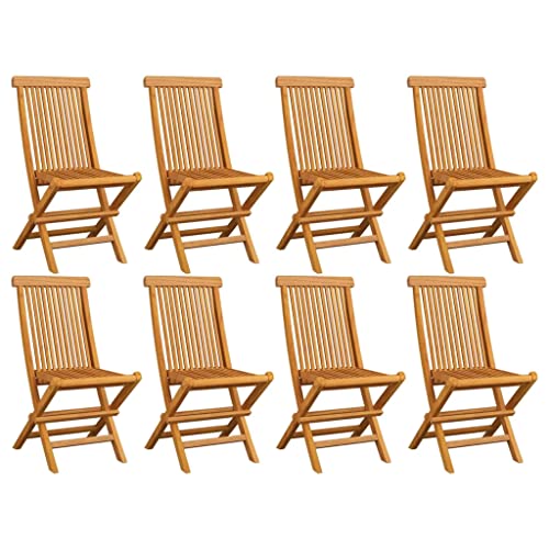 vidaXL 8X Bois de Teck Massif Chaises de Jardin Pliables Chaises de Salle à Manger d'Extérieur Sièges de Patio Chaises de Terrasse Balcon