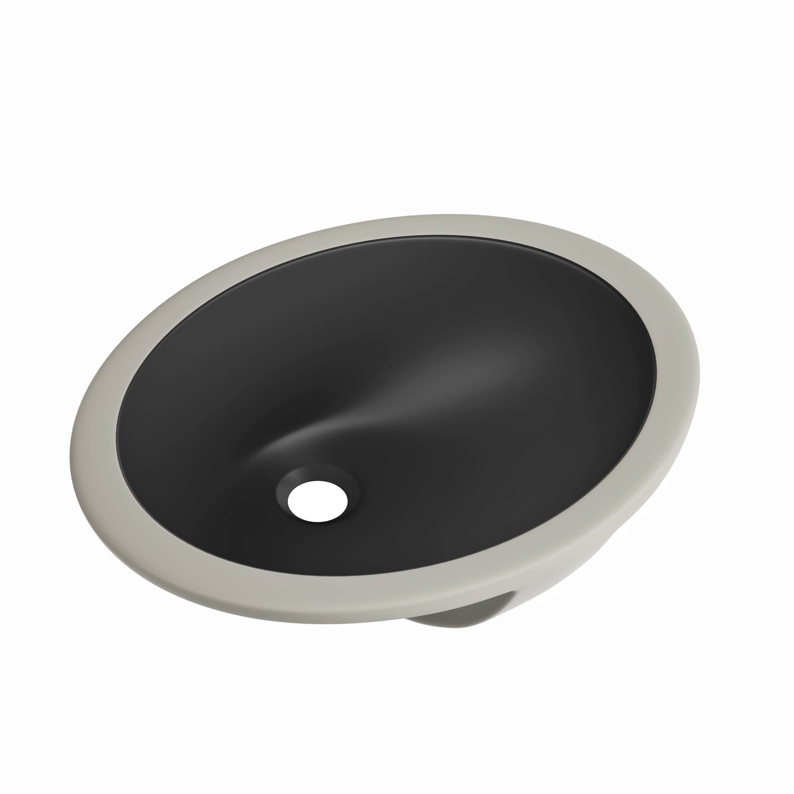 SmartSylva Undermount Bathroom Sink Oval, 15.25” x 12” (Interior Size) Oval Porcelain Ceramic Undermount Bathroom Vanity Vessel Sink with Overflow, Matte Black