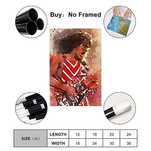 Eddie Van Halen 14 Poster Canvas Art Poster en Muur Art Picture Print Moderne Familie slaapkamer Decor Posters 12x18inch… - Afbeelding 3