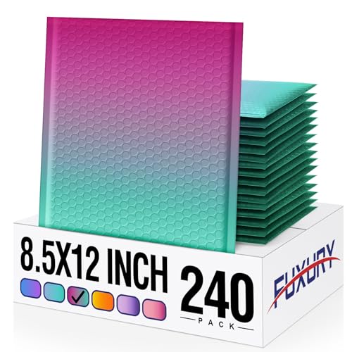 Image of Fuxury Bubble Mailers 8.5x12 inch 240 Pack Padded Envelopes Usable Size 8.5x11 inch | Thick Mailing Envelopes Bubble Opaque Padded Mailers Shipping Bags for Mailing Jewelry Makeup Small Business #2 PinkGreen