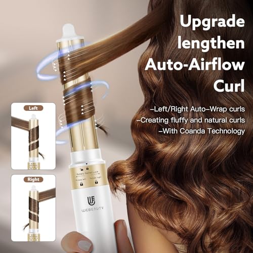 Image of Hair Dryer Hot Air Styler: High-Speed Blow Dryers with Negative Ionic for Fast Drying Frizz Control, Extra Long Barrel 1 1 /4 Inch Curling Iron Airflow Auto Wrap Curler for Quick Styling (White)
