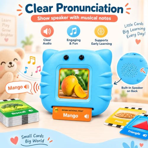 Image of Lifelong Talking Flash Cards for Kids | 122 Dual Side Audio Cards with Type C Rechargeable Talking Device | Vocabulary, Memory Interactive Learning Cards | Educational Preschool Toy for Kids 2-5 Yrs