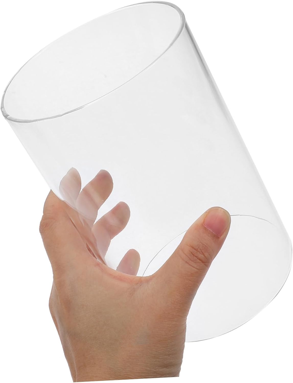 2pcs Transparent Glass Candle Covers Open Flame Candle Holder for Pillar Windproof for Romantic Home Decor