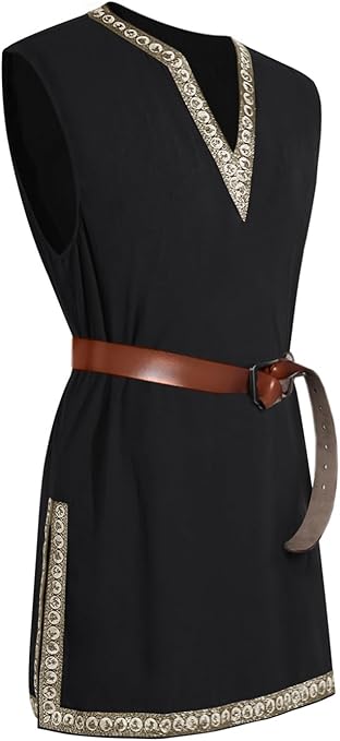 Runcati Mens Medieval Costume Pirate Renaissance Sleeveless Tunic Knight Viking Halloween LARP Shirts