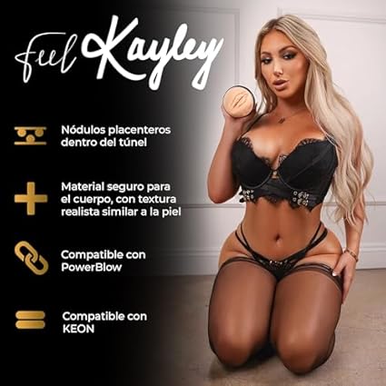 KIIROO Stroker Masculino Feel Kayley Gunner – Masturbador Moldeado de su Cuerpo Real – Vagina Realista para Hombres – Material Suave tipo Piel – Compatible con Keon y PowerBlow