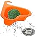 Confezione da 1 di Sink Drain Basket Filtro Lavello Cestello Angolo Triangle da Kitchen Appeso Multifunzionale senza Perforazione Riutilizzabile Adatto per Lavello Cucina con 1 Sink Strainer (Arancia)