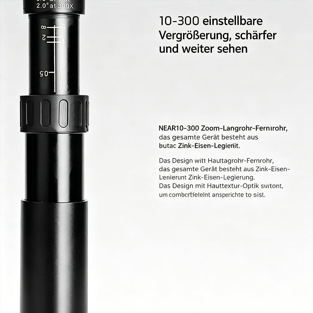 Zoom Jumelles monoculaires 10-300 x 40 mm, grossissement HD, mini télescope pour extérieur, observation des oiseaux et concerts, noir