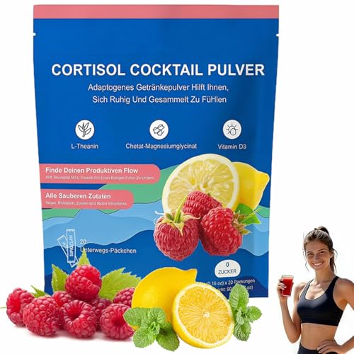 Jello Cortisol Cocktail Cortisol Cocktail Pulver 2026 Neu Cortisols Senken Pulver Konzentration Steigern Entspannt Bleiben & Stress Natürlich Reduzieren Geeignet für Männer und Frauen (20 Stück)
