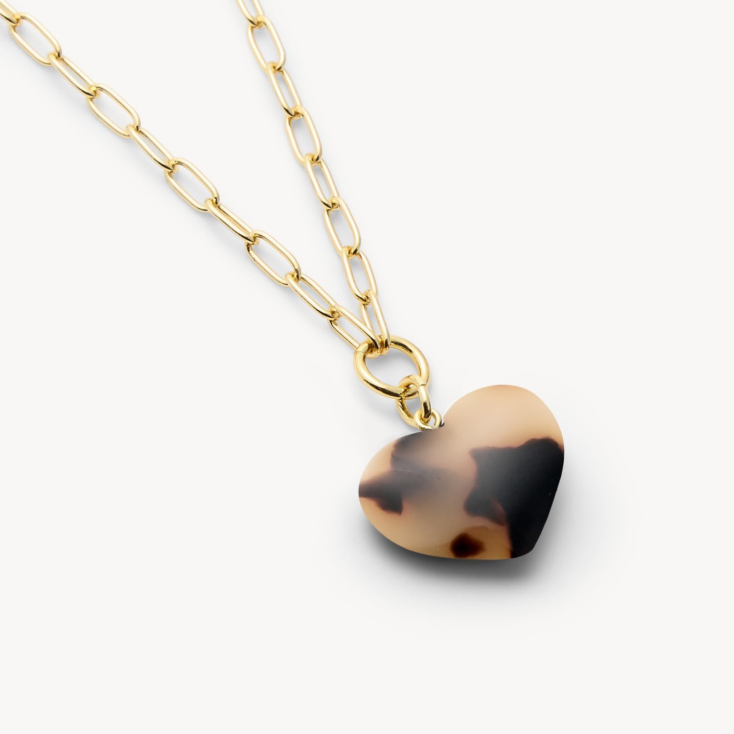 MACHETE Mini Heart Pendant Necklace for Women – 14K Gold Plated Recycled Brass with Italian Acetate Charm, Adjustable 16–18” Chain, Minimalist Everyday Dainty Jewelry Gift