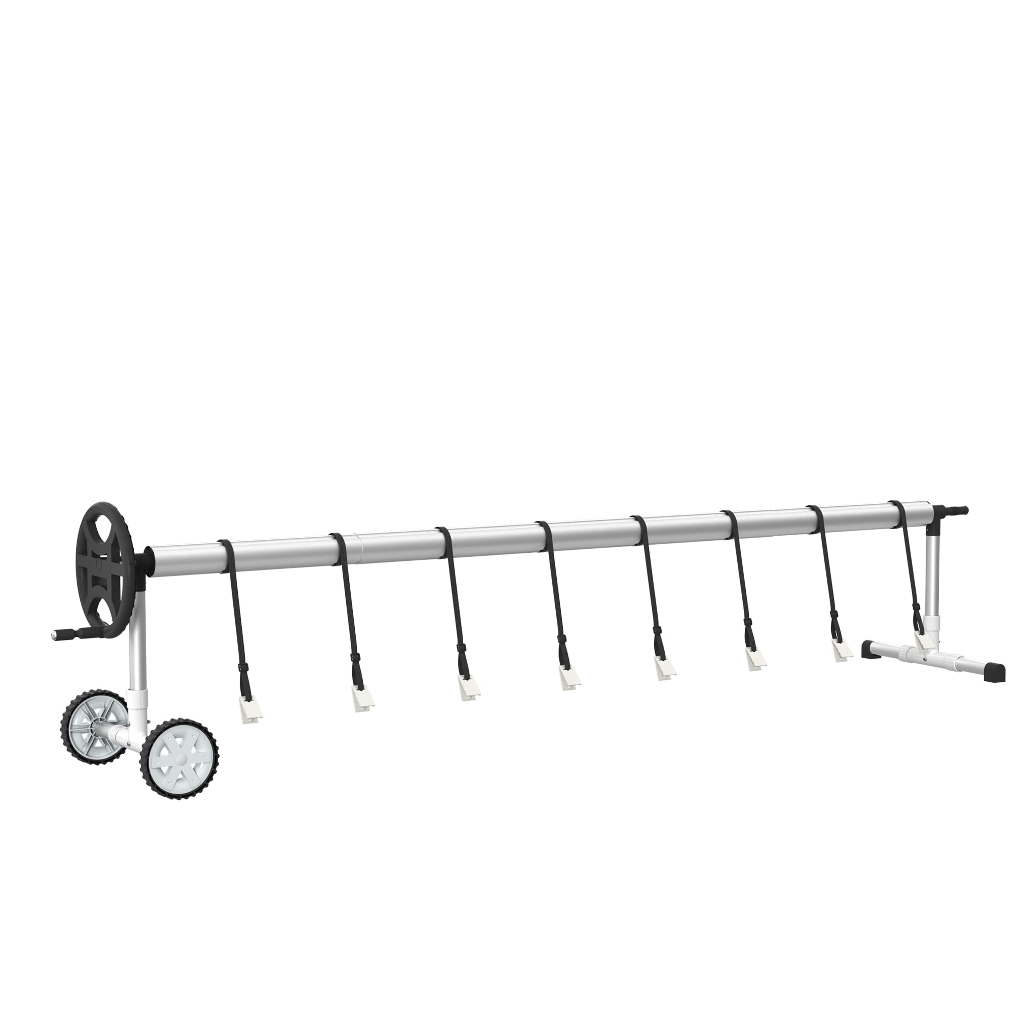 XMTECH Sistema de enrollado para piscina, enrollador de piscina, tubo telescópico de aluminio, sistema de enrollado para lona de piscina, cubierta solar, resistente a la intemperie (con ruedas-2)