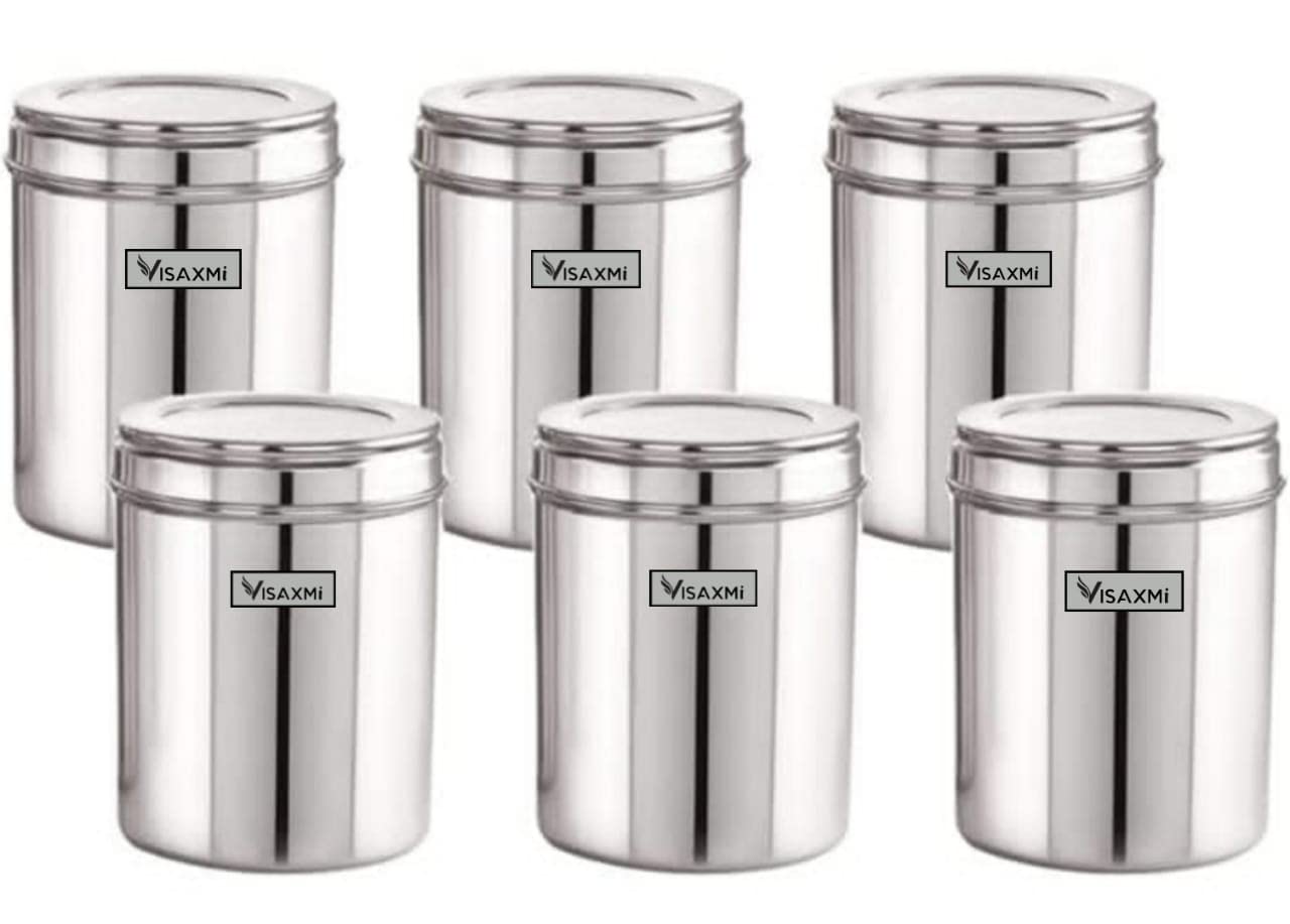 VISAXMI Stainless Steel Dabba Set of Kitchen With See Through Lid 750ML
