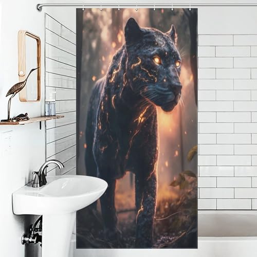 Rideaux de bain panthère tonnerre 90x180 cm déco douche chic - 4