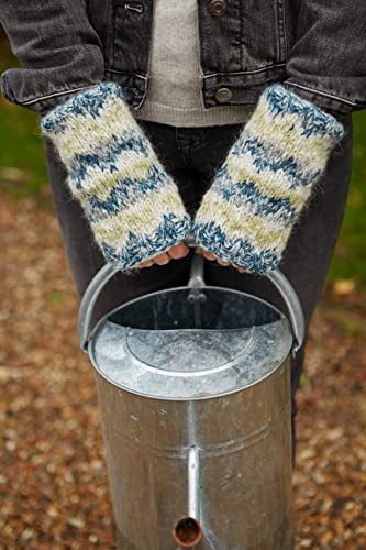 Pachamama Women Wool/Mohair Hand Warmers Sherpa Fleece Lined HandknittedSoft Stripe One-Size Handmade ExtraWarm Fair Trade (Spruce) - Image 3