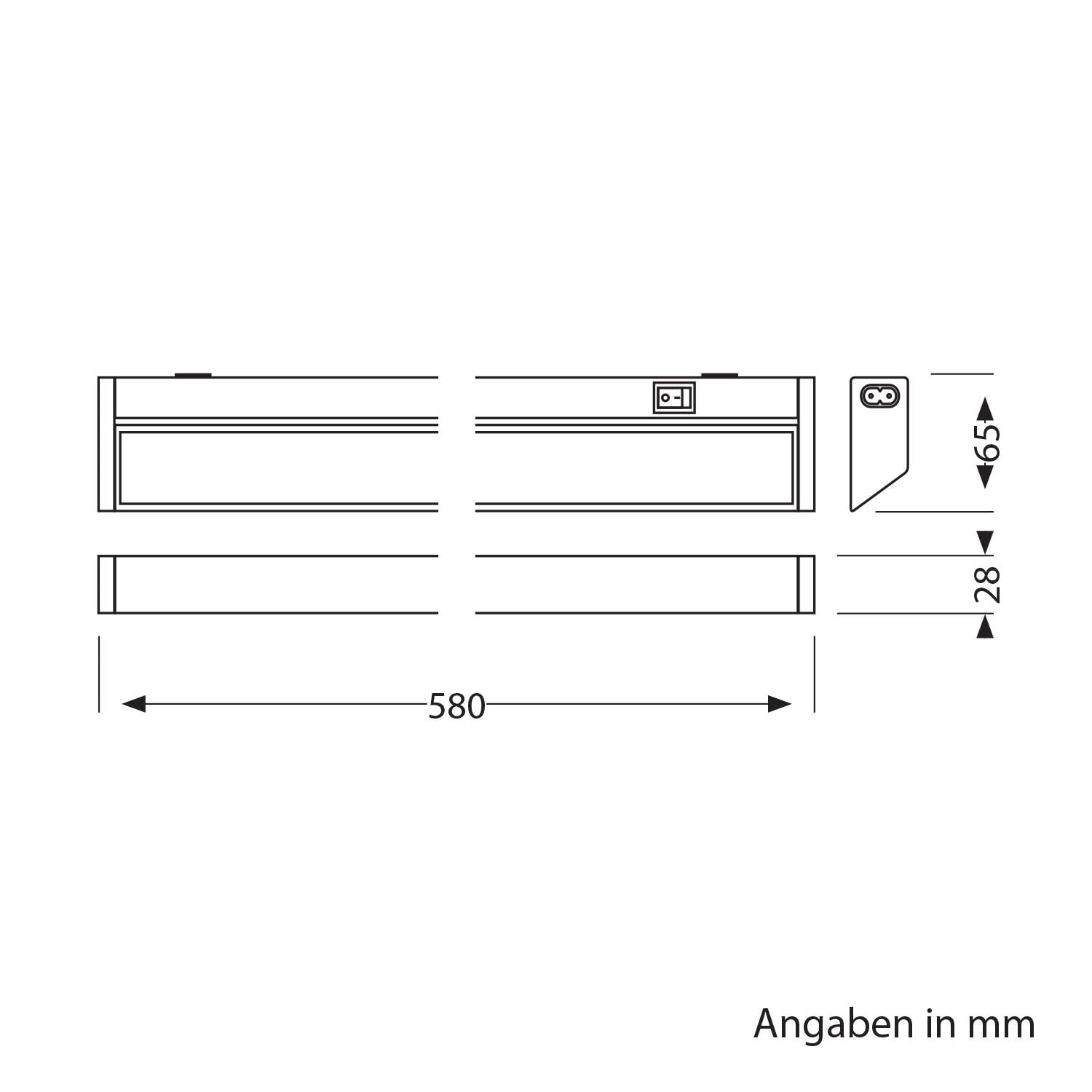 ledscom.de LED Unterbauleuchte LIWO 58cm, schwenkbar, mit Schalter, je 958m, warmweiß/weiß, 2er Set