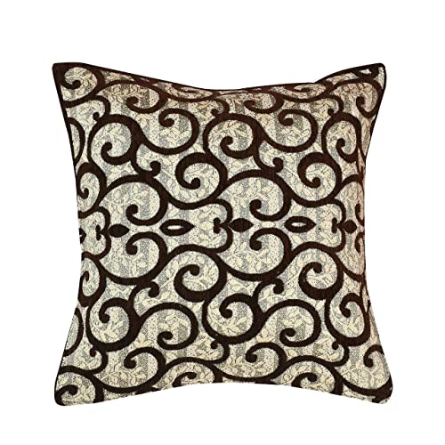 Image of SAWNA Homes 5 Seater Sofa Set with Cushion Covers for Living Comfort - 3 Seater and 2 Seater Sofa Covers with Arm Cover Set for Home - 16 Pcs Chenille Slip Cover for Sofa Couch Living Room, (Coffee)