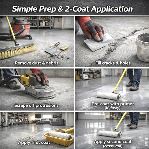 matvio 2-Part Epoxy Floor Coating | 1.06 Gal | 1:1 Mix Ratio | Low VOC, Garage & Basement Floor Paint | Anti-Slip, Chemical Resistant, 4H Hardness | Self-Leveling High-Gloss Finish for 270 Sq.Ft Per Coat by matvio - Used condition - Image 6