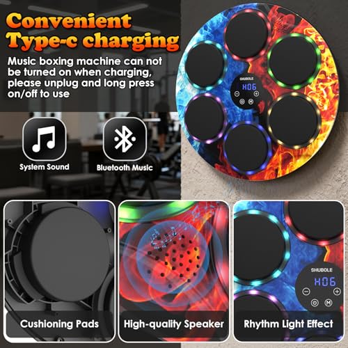 Image of Music Boxing Machine for Kids & Adults - Wall Punching Pad with Lighting, 9-Speed Bluetooth Boxing Game with Gloves, Wall Mounted Exercise Equipment, 2026 Upgrade Boxing Equipment for Kids Age 6+