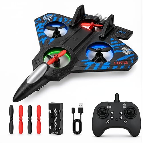 Image of RC Fighter Jet Remote Control Airplane for Kids & Adults, RC Plane Drone Toy with Lights 360 Flip, Stunt Roll, Glider Plane Flying Aeroplane Toy Gift (Thermocol Material, Max10 min Fly time)