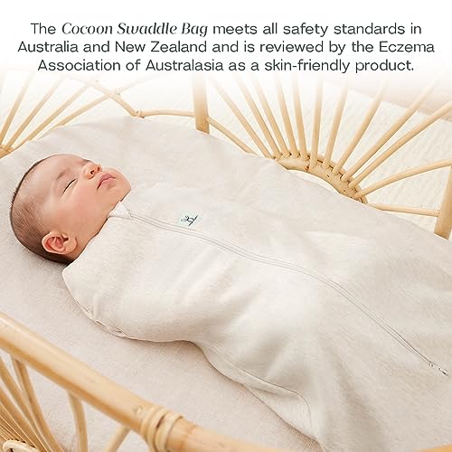 Image of ergoPouch Cocoon Swaddle Sack 1.0 TOG - Baby Sleep Sack, Gentle Snug Fit Helps Calm Startle Reflex, Ideal for Arms In /Out Sleeping, Soft Breathable Fabric for Better Sleep (6-12 Months, Oatmeal Marle)