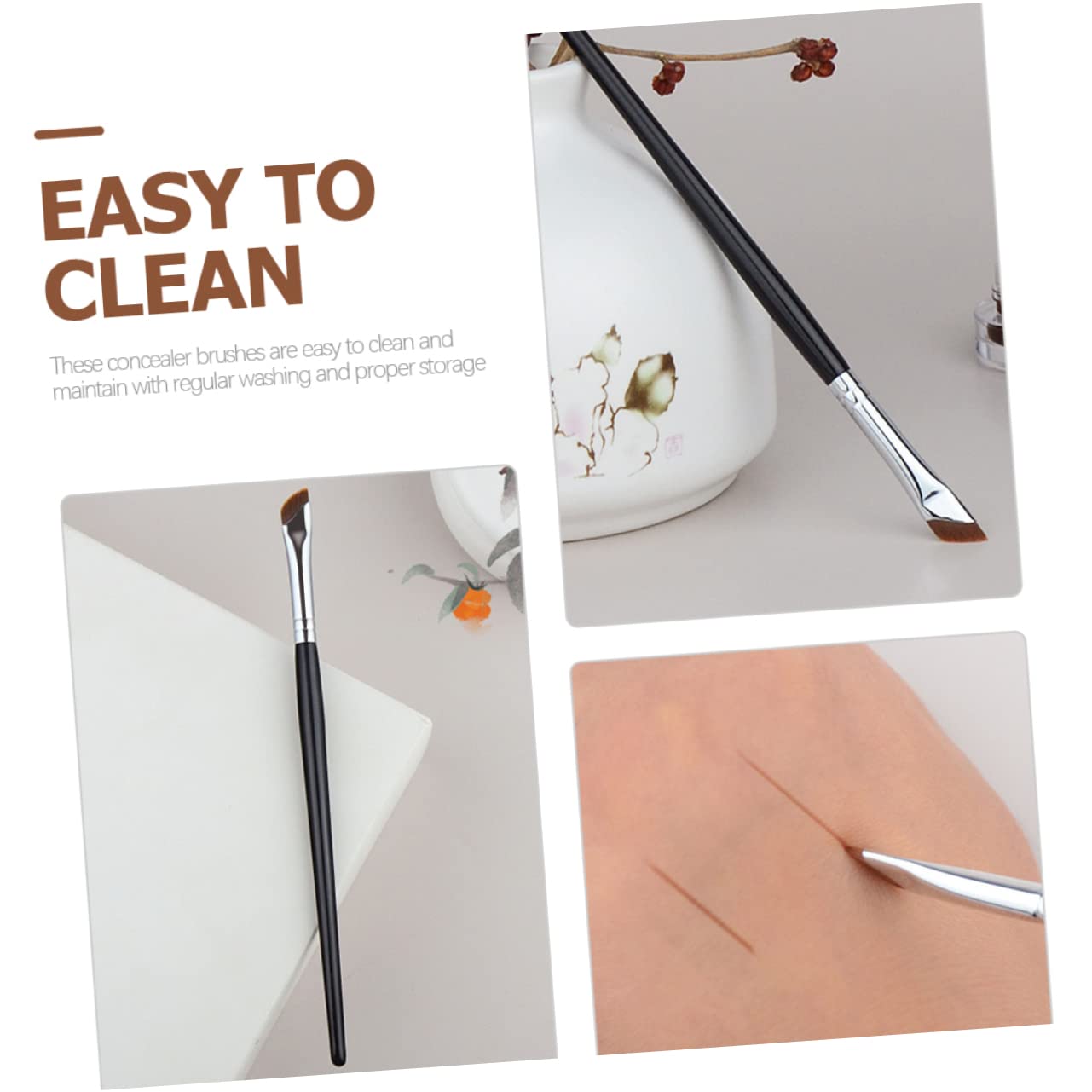 minkissy 30pezzi Pennelli Per Trucco Occhi Spazzole Angolate Per Ombretto Eyeliner e Con Manico Ergonomico Per Applicazione Facile e Comfort