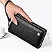 Mens Clutch Bag Handbag Leather Zipper Long Wallet Business Hand Clutch Phone Holder (Stripe Black Double Zipper)