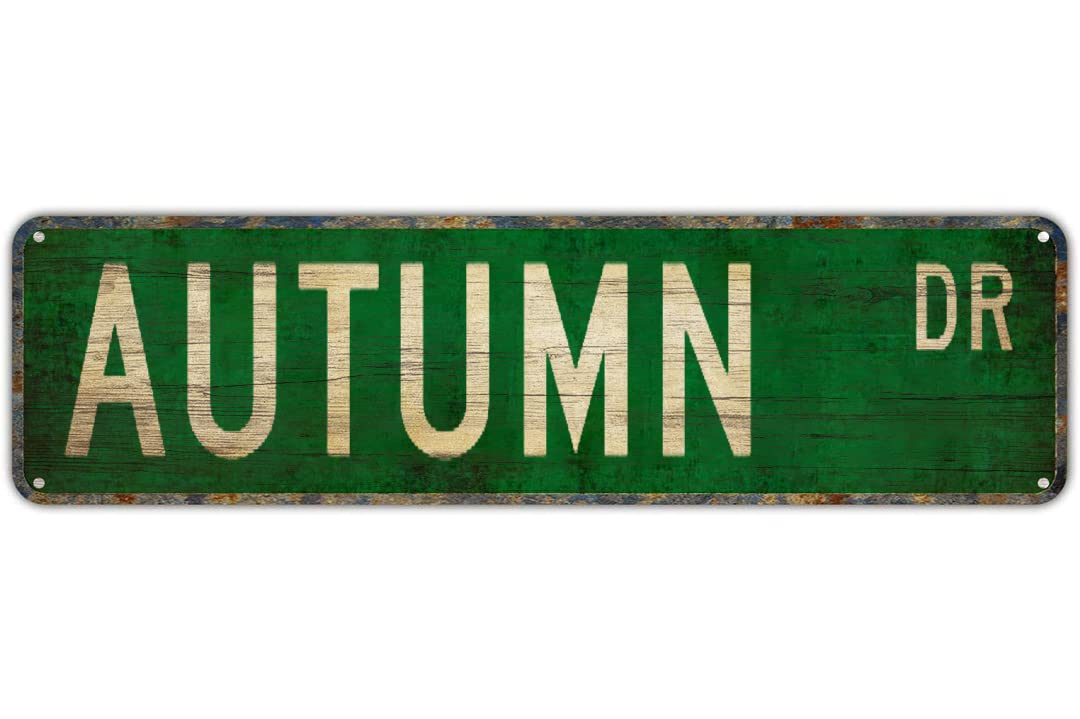 peiyeety Vintage Metal Tin Sign Decorative Wall Art Autumn Dr Themed Street Sign, Rustic Style, Durable Waterproof Rustproof, For Home, Season Decor, Home, Easy To Mount, 4x16 Inch