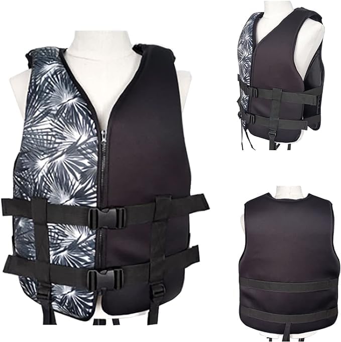 Foam Neoprene Super Soft Professional Swimming Life Jacket, Swim Vest Size Large, 60 to 75 KG - Black.