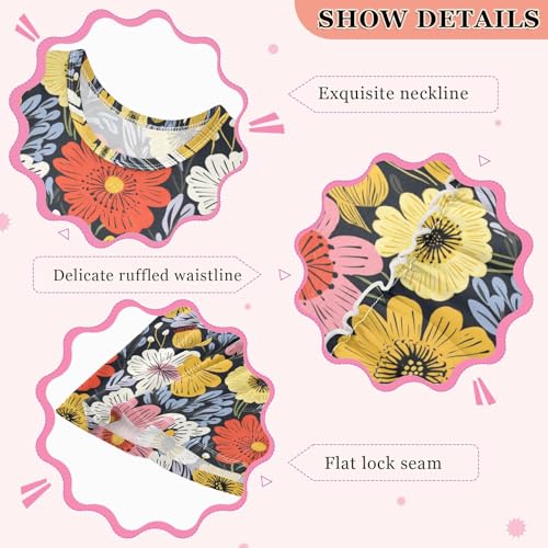 ALAZA Retro Blossom Daisy Floral Girls Toddler Casual Dress for Summer Sleeveless Dresses Sundress 2-8 Years3